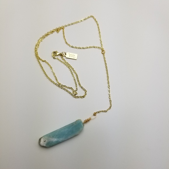 NWT 14k Gold Amazonite Gemstone Lariat Necklace - Picture 5 of 8